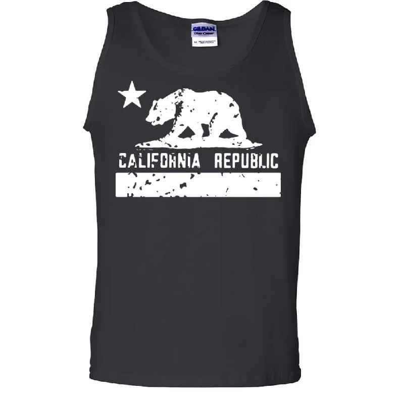 California Flag White Print Silhouette Asst Colors Tank Top