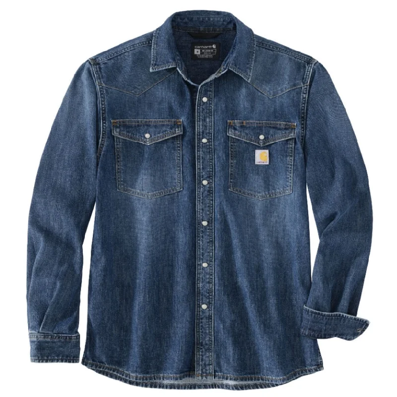 Carhartt Men's Montana Relaxed Fit Midweight Button-Down Denim Work Shirt