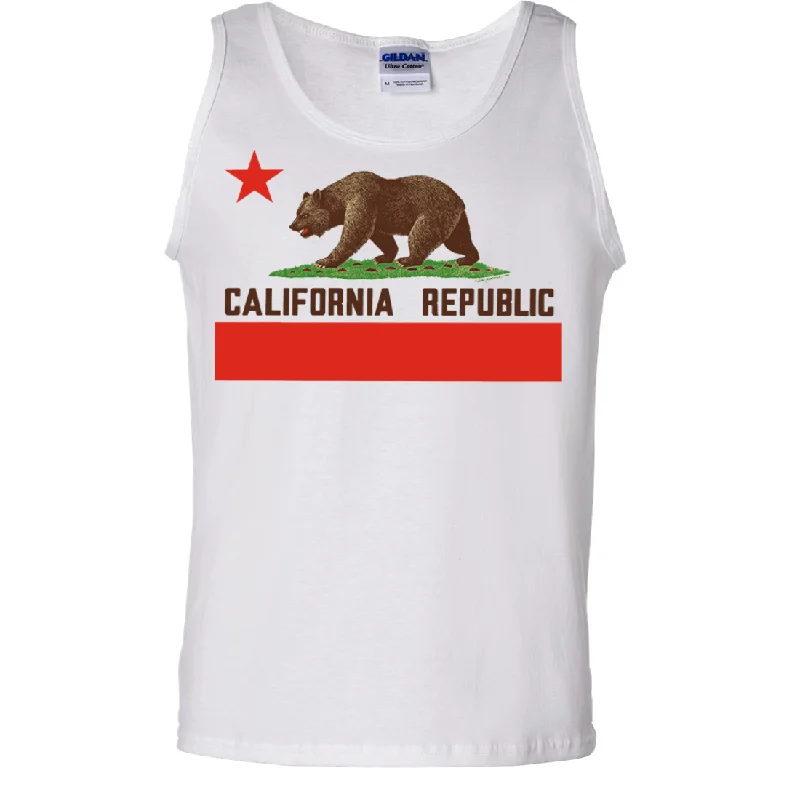 Don Pimentel California Republic Bear Flag Brown Text Asst Colors Tank Top