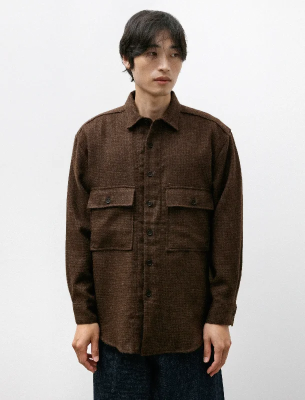 Big Shirt Alpaca Houndstooth Undyed Brown