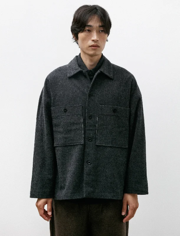 Field Shirt Two Brushed Wool Cotton Houndstooth Charcoal/Black