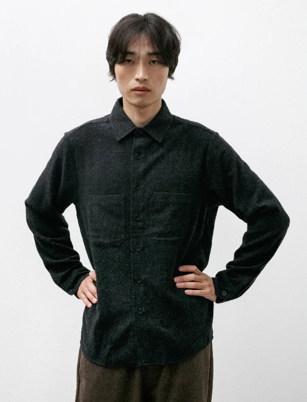 Two Pocket Shirt Brushed Cashmere Wool Charcoal