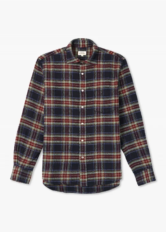 Hartford Paul Flannel Check Shirt Indigo & Jade