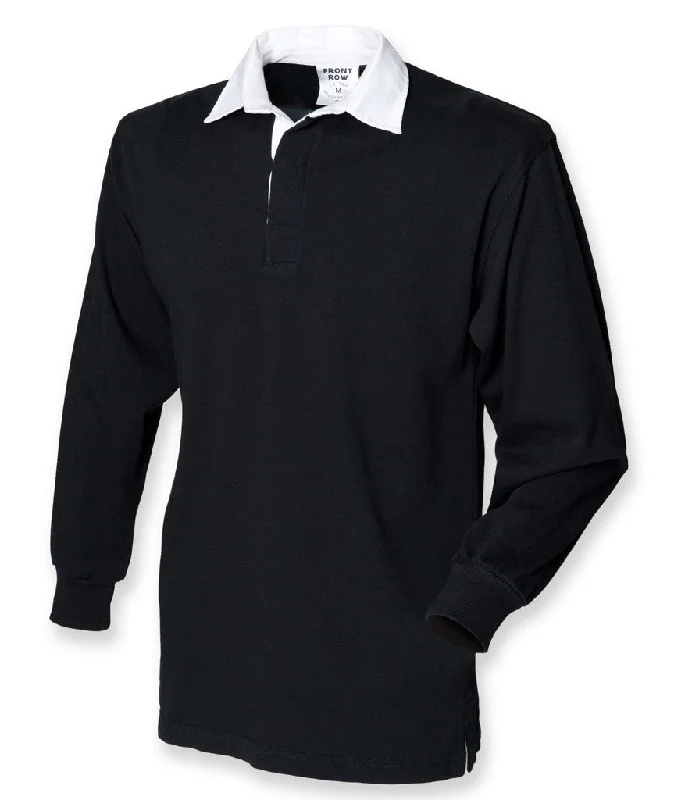 Long Sleeve Plain Rugby Top | BLACK