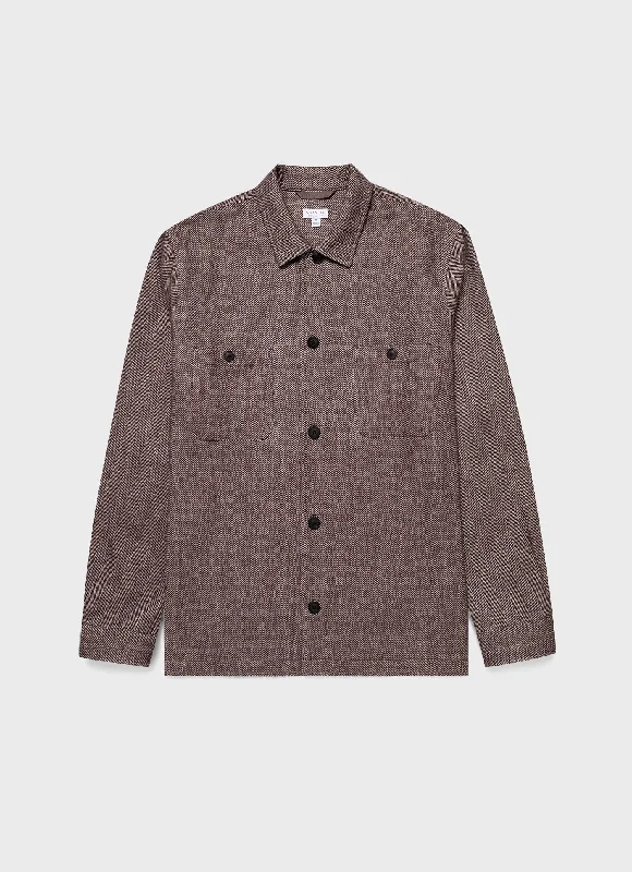 Men's Herringbone Overshirt in Light Brown