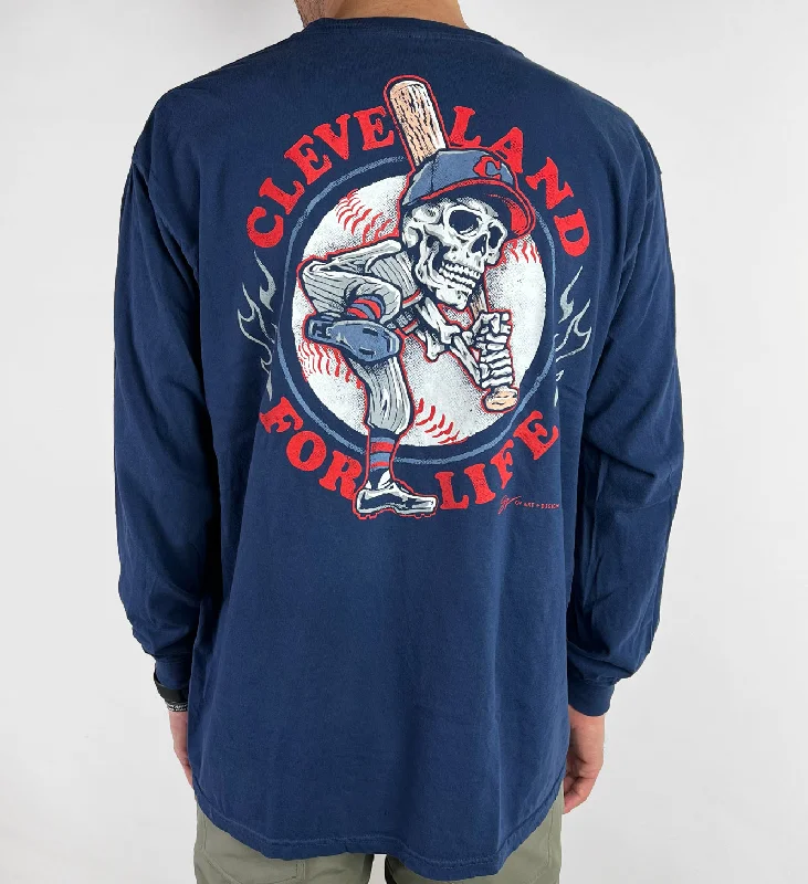 Navy Cleveland Baseball For Life Long Sleeve