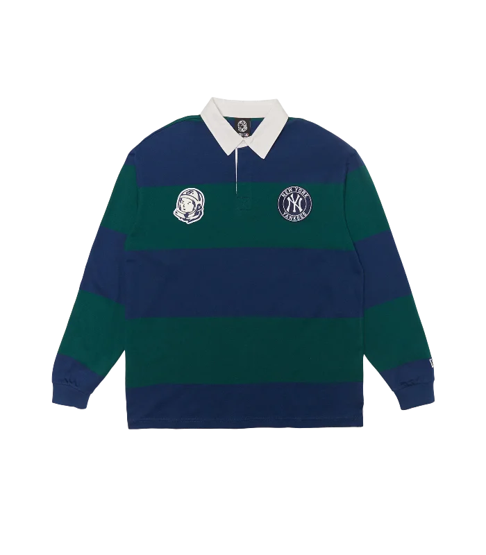 NEW YORK YANKEES HEART & MIND STRIPED RUGBY - NAVY/FOREST