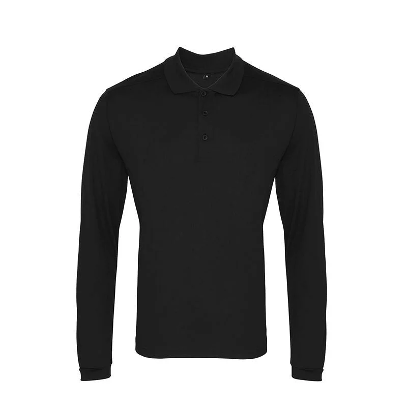 Long Sleeve Coolchecker Pique Polo Shirt | BLACK