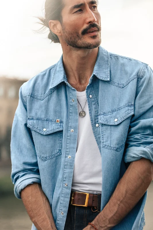 &SONS Boone Washed Denim Blue Shirt