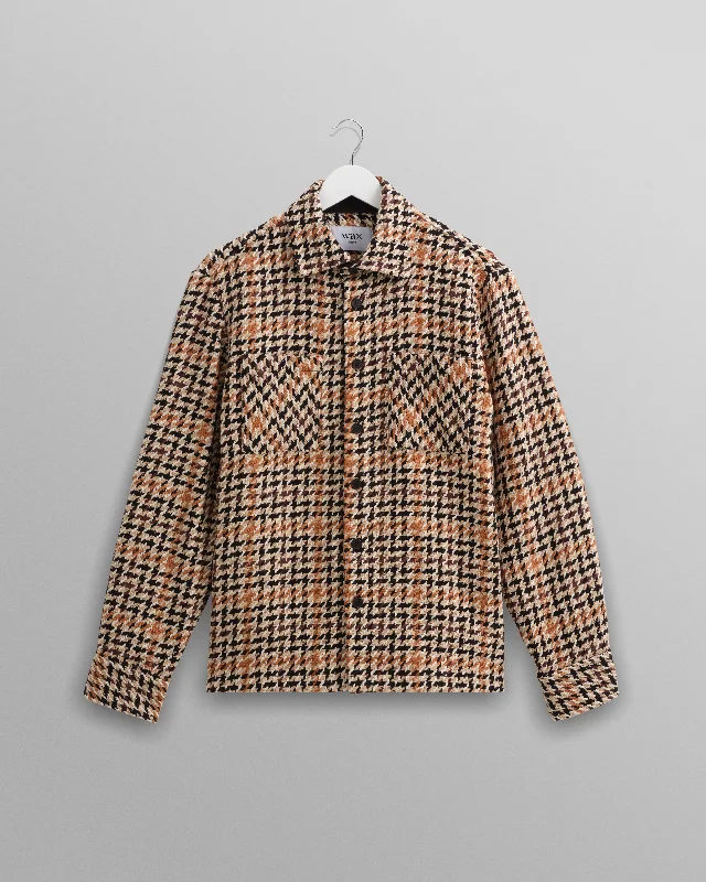 Wax London Whiting Overshirt Houndstooth Weave Natural