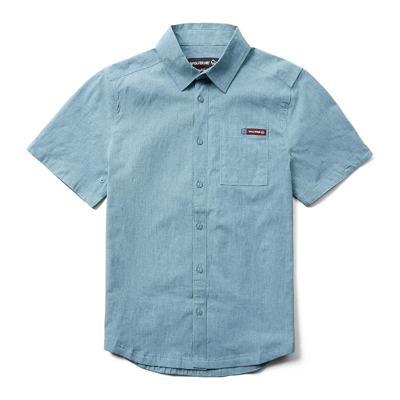 Wolverine Men's Grayson Button-Down Chambray Short Sleeve Work Shirt