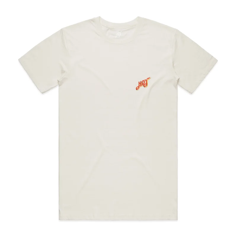 Hoy Classics Embroidered Organic T-shirt - Natural / Sunrise