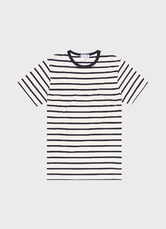 Men's Classic T-shirt in Ecru/Navy Breton Stripe