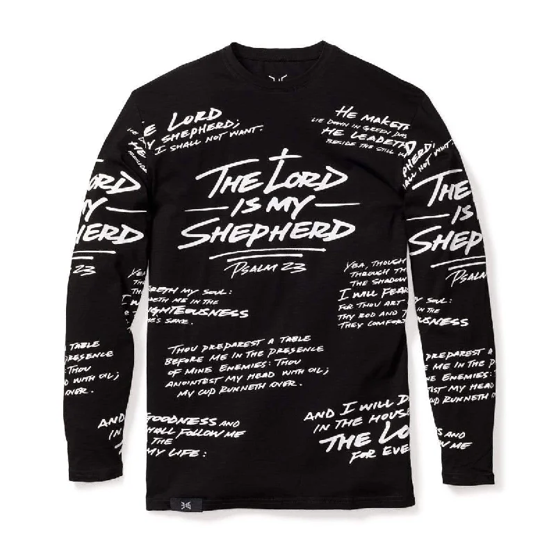 PSALM 23 - ALL OVER LONG SLEEVE - BLACK/WHITE