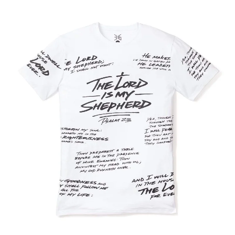 Psalm 23 - All Over Tee - White