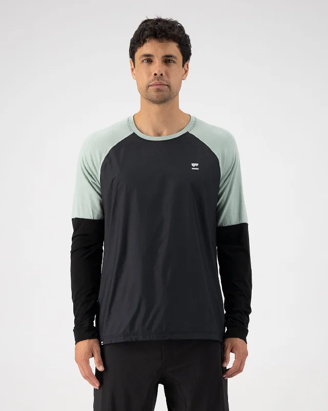 Tarn Merino Bike Wind Jersey - Glacier / Black