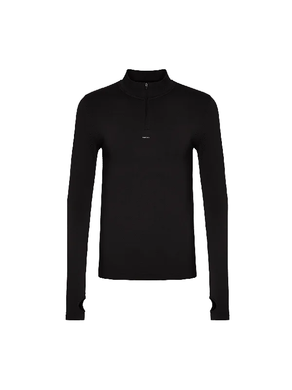 Men's Plant-Stretch Long Sleeve Half-Zip Top—black