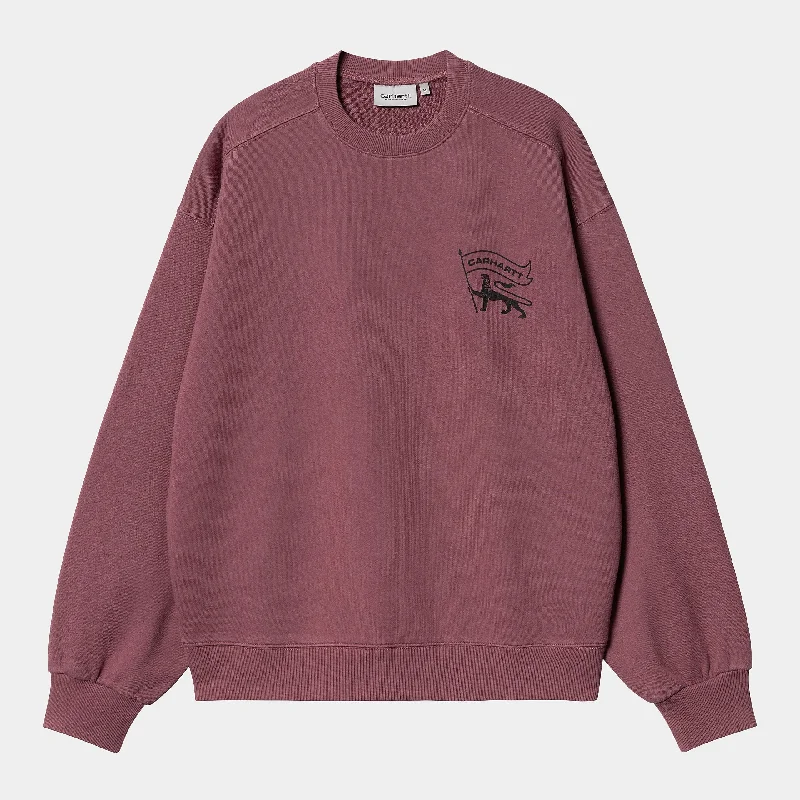 Carhartt Stamp Sweat Dusty Fuchsia / Black Stonewashed