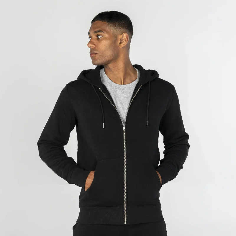 Men Zipped Hoodie Black