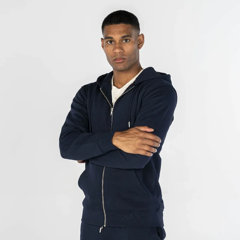 Men Zipped Hoodie Navy