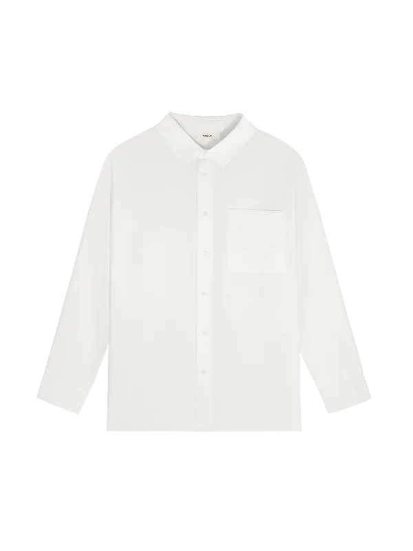 Mens DNA Aloe Linen Collared Long Sleeve Shirt—off-white