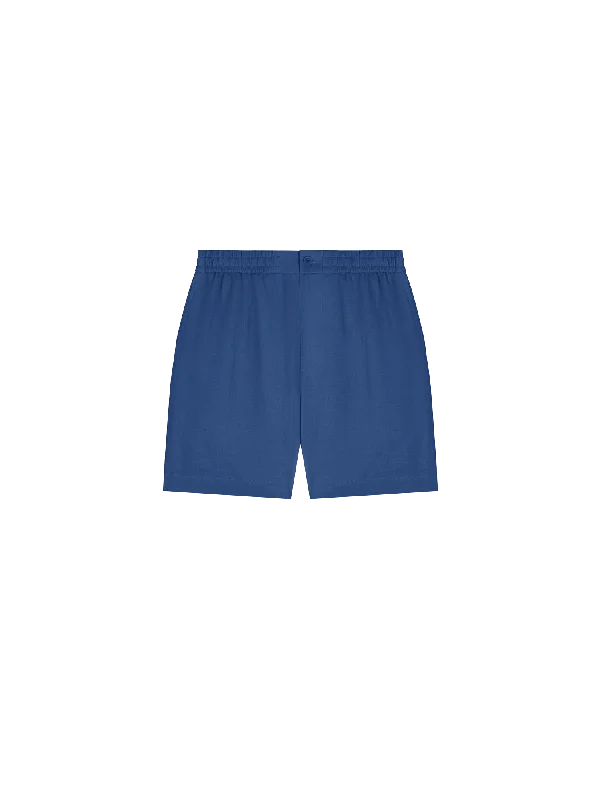 Mens DNA Linen Mid Length Shorts—lapis blue