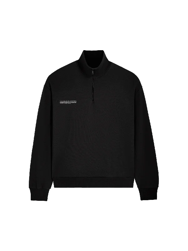 Mens Double Jersey Half Zip Sweatshirt—black