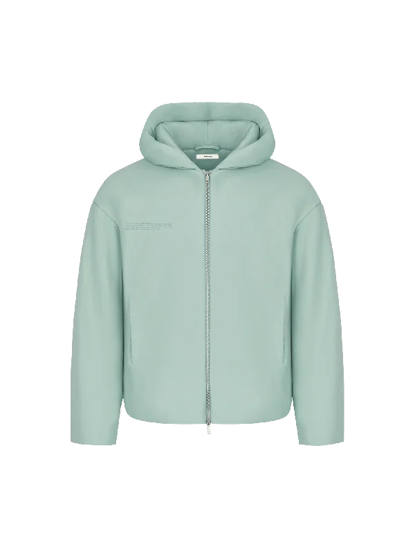 Mens Flower-Warmth Padded Bomber Jacket—Eucalyptus Blue