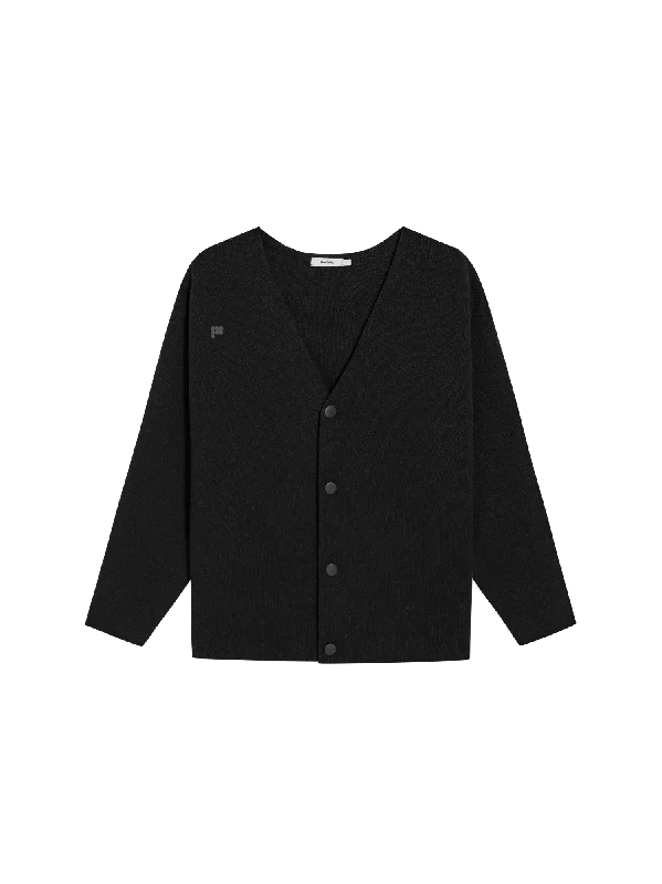 Mens Recycled Cashmere Cardigan—black