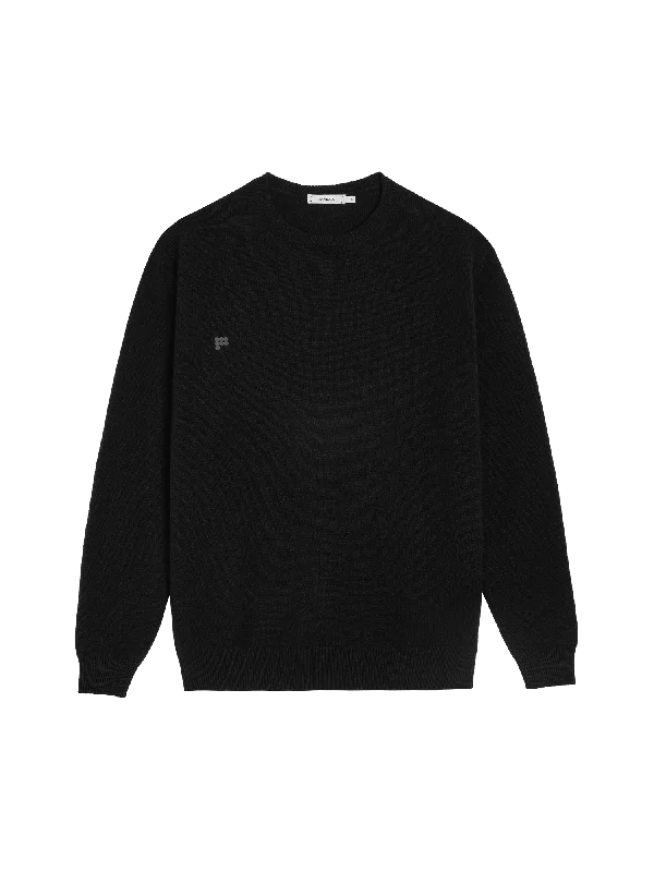 Mens Recycled Cashmere Crewneck Sweatshirt—black