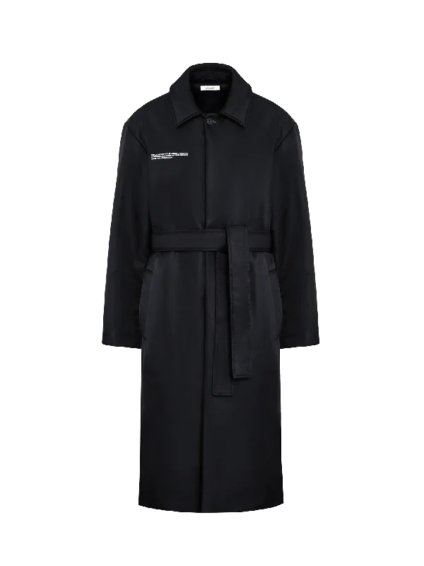 Mens Flower-Warmth Trench Coat—black