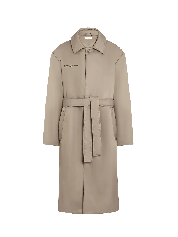 Mens Flower-Warmth Trench Coat—taupe