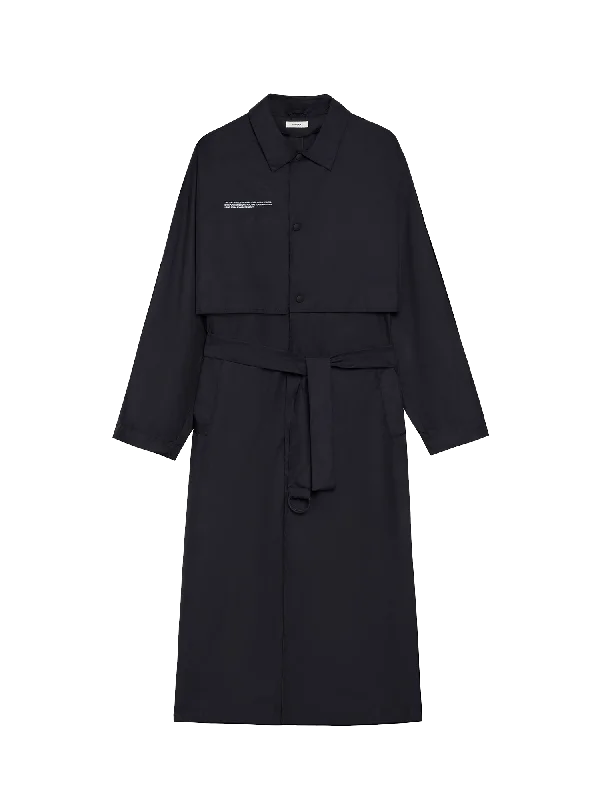 Mens Archive Recycled Nylon Trench Coat—black