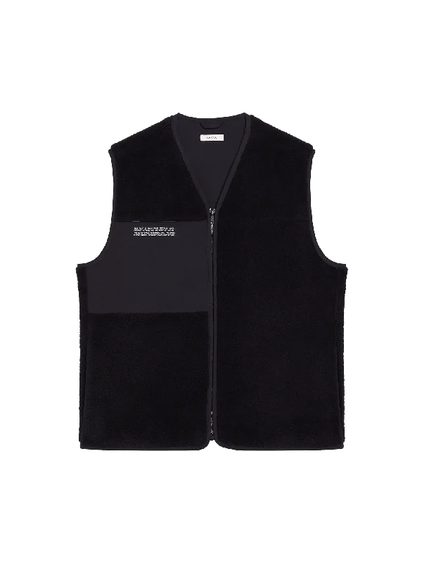 Mens Recycled Wool Fleece Gilet—black