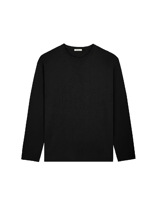 Mens Regenerative Merino Wool Sweater—black