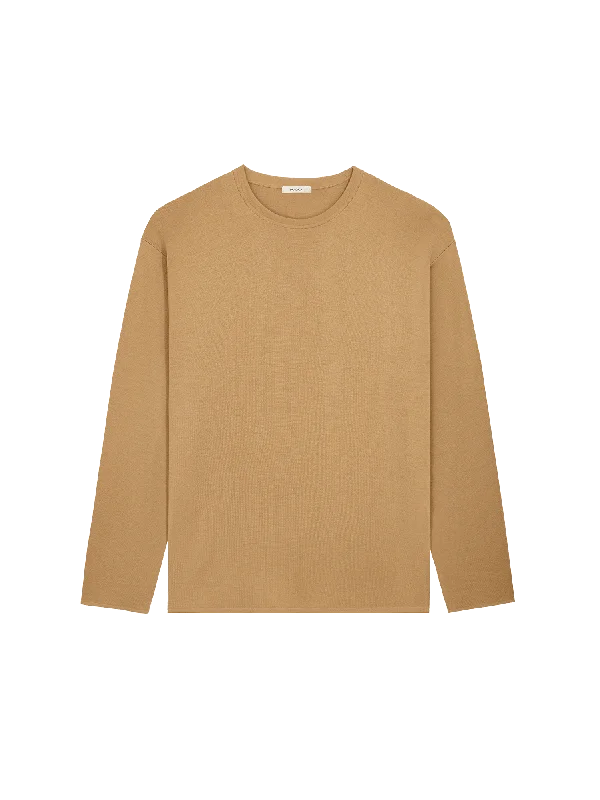 Mens Regenerative Merino Wool Sweater—camel