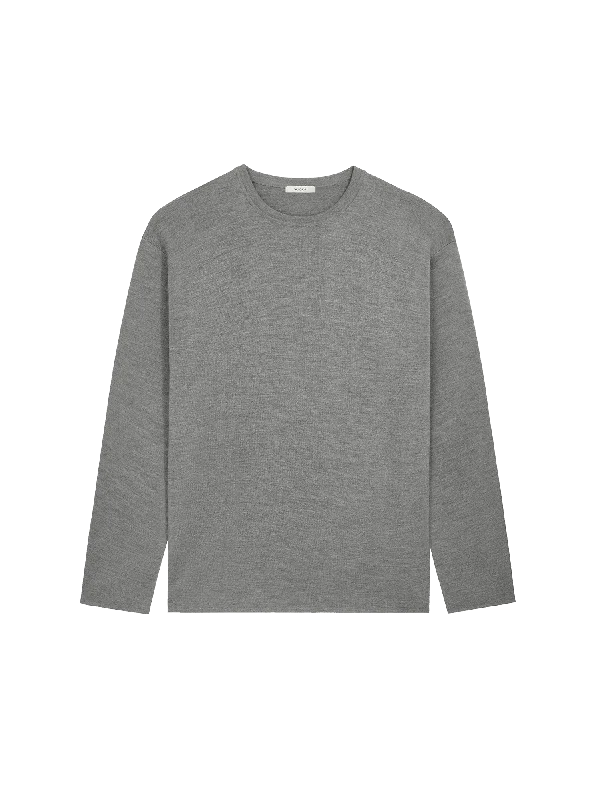 Mens Regenerative Merino Wool Sweater—grey marl