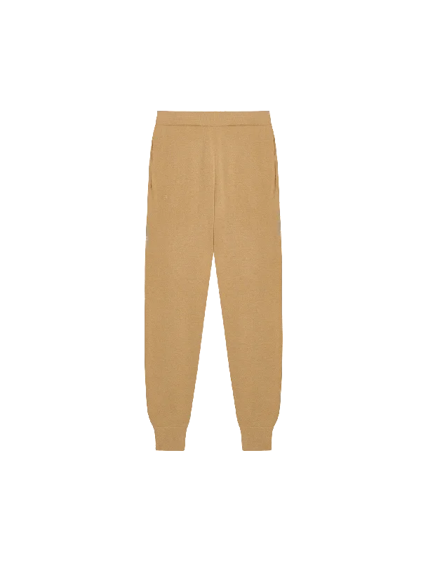 Mens Regenerative Merino Wool Track Pants—camel