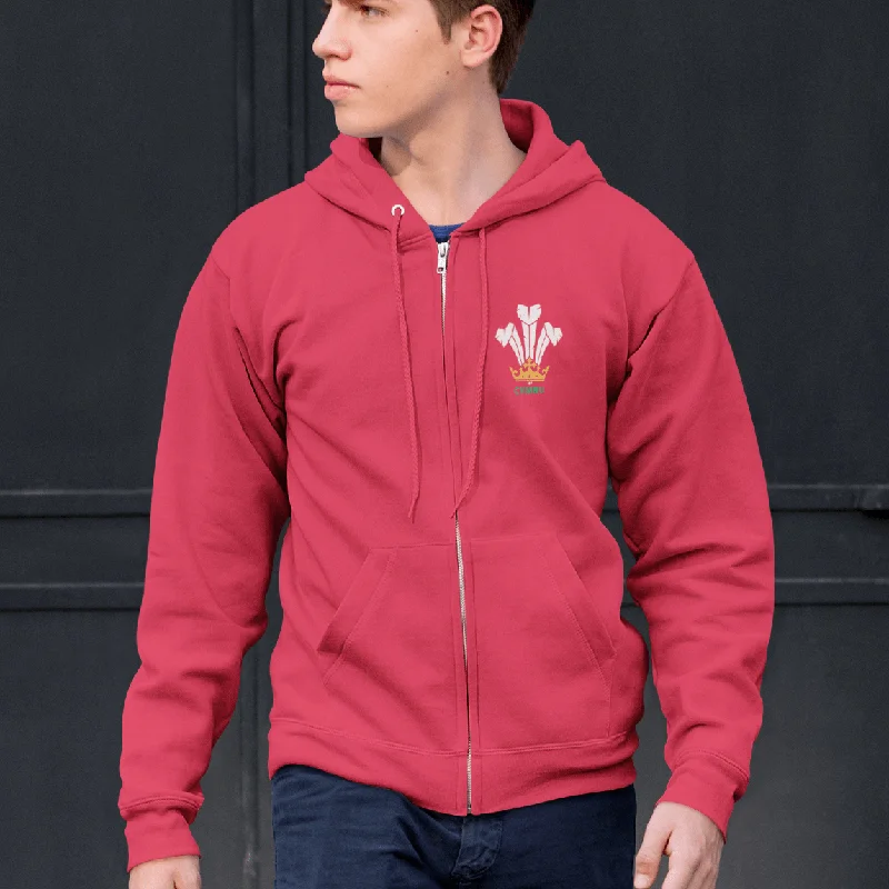 Cymru Welsh Feathers - Full Zip Hoodie