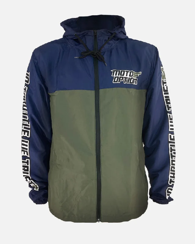 STACKED WINDBREAKER JACKET - GREEN/NAVY