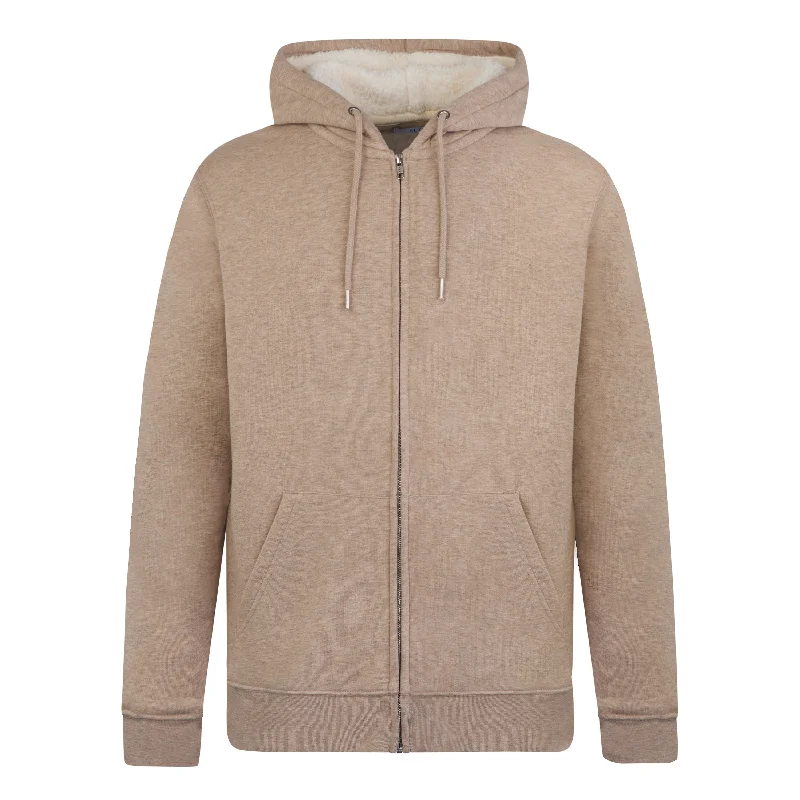 Unisex Zipped Sherpa Hoodie Desert Sand