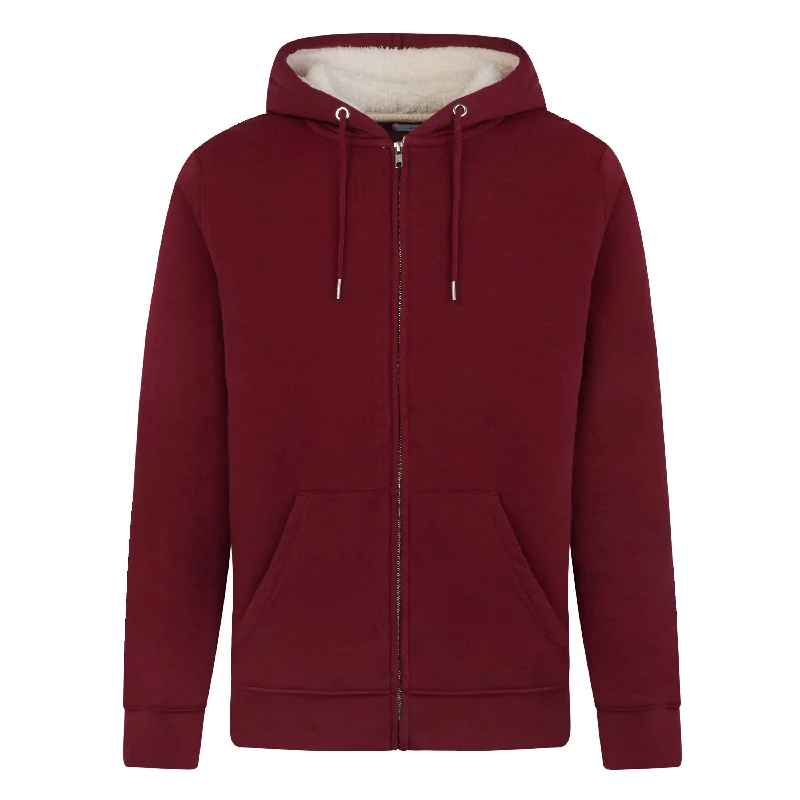 Unisex Zipped Sherpa Hoodie French Burgundy