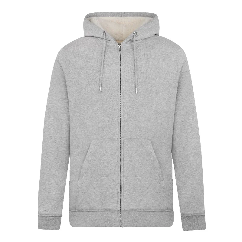 Unisex Zipped Sherpa Hoodie Grey