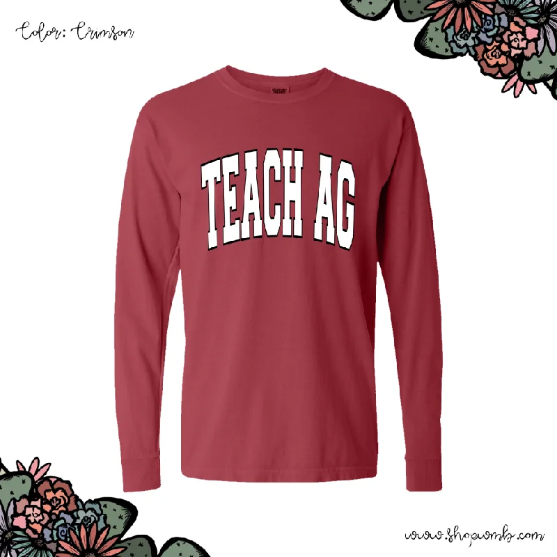 Big Varsity Teach Ag White & Black LONG SLEEVE T-Shirt (S-3XL) - Multiple Colors!