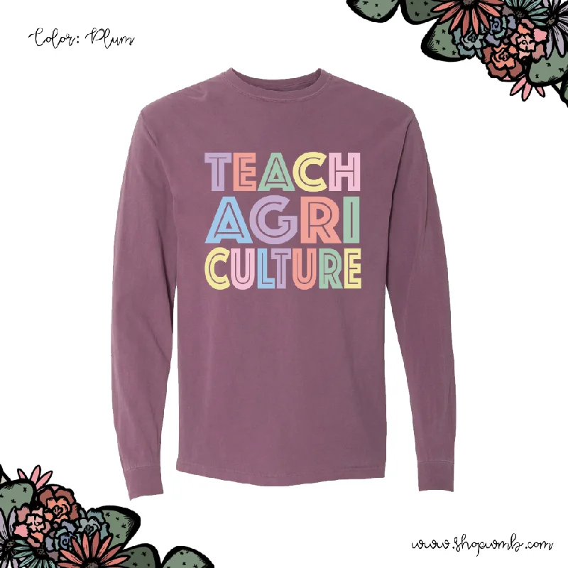 Pastel Lines Teach Agriculture LONG SLEEVE T-Shirt (S-3XL) - Multiple Colors!