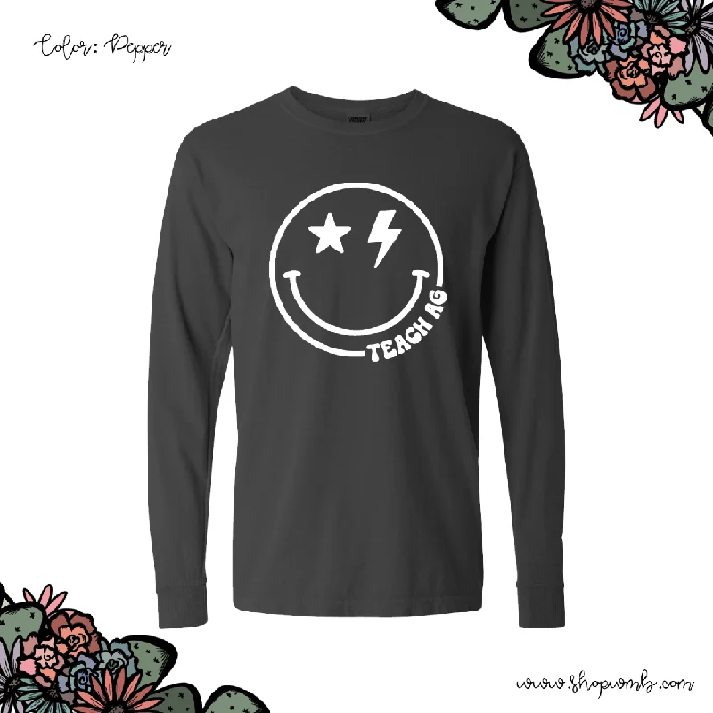 Smile Teach Ag White Ink LONG SLEEVE T-Shirt (S-3XL) - Multiple Colors!