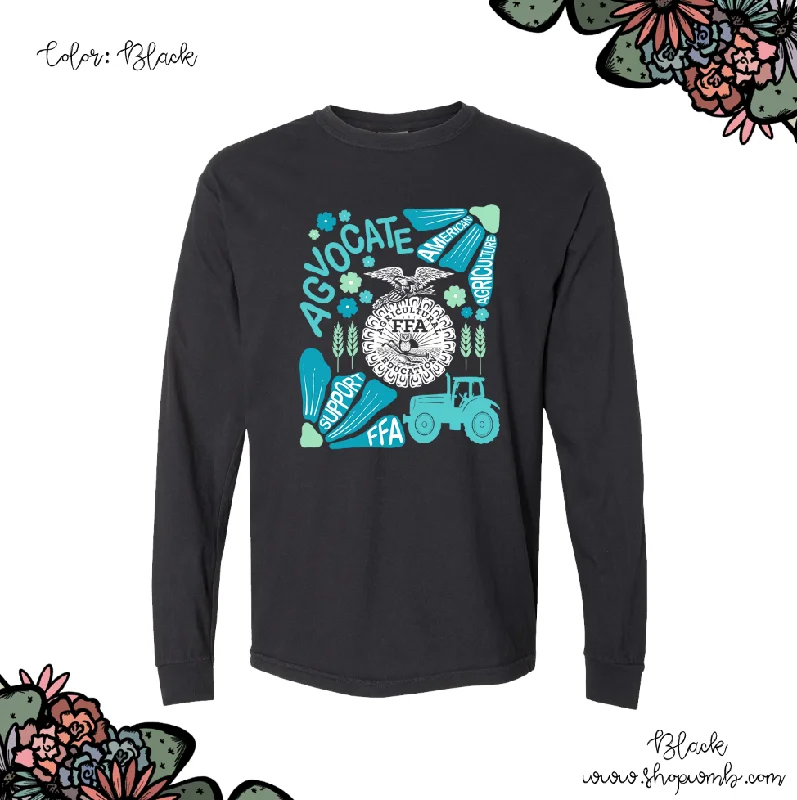 Support FFA Florals Blue LONG SLEEVE T-Shirt (S-3XL) - Multiple Colors!