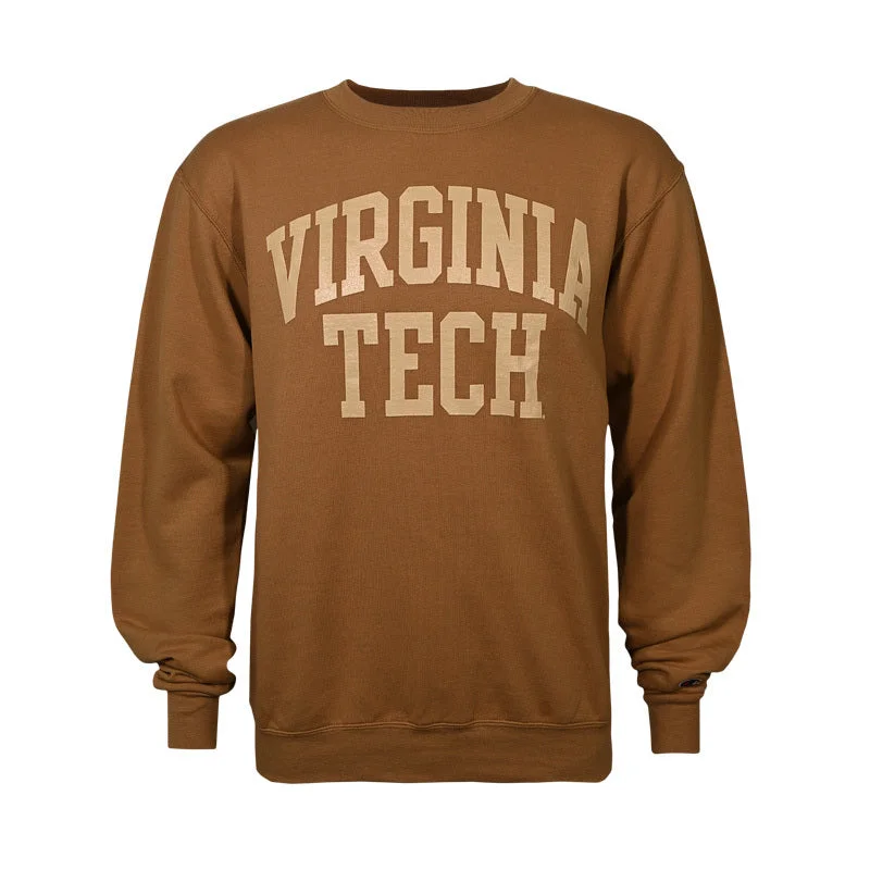 Virginia Tech Authentic Crew Sweatshirt: Cappuccino by Champion