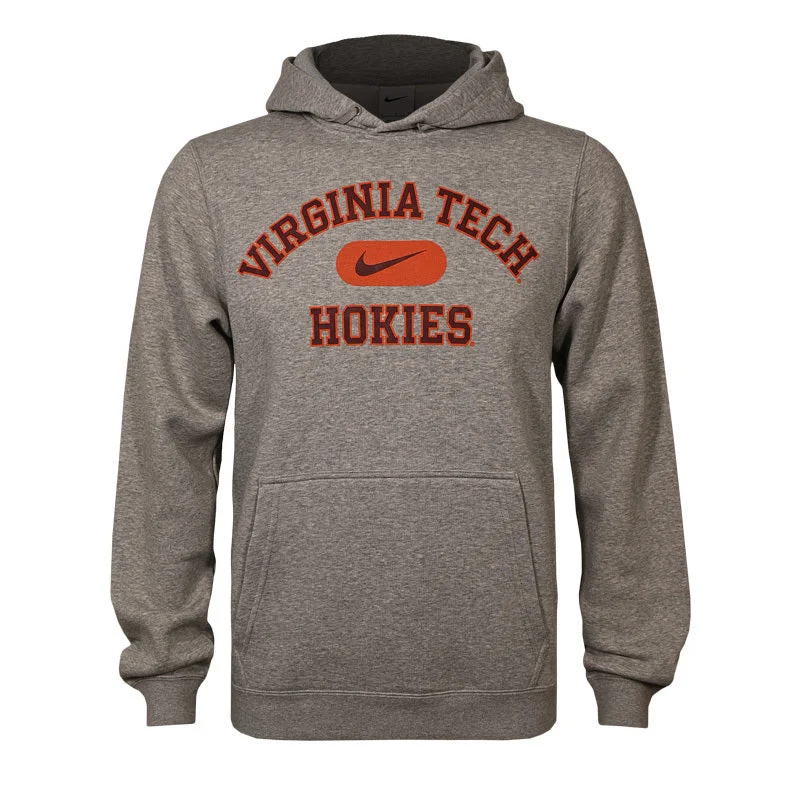 Virginia Tech Club Fleece PO Hooded Sweatshirt: Heather Gray by Nike