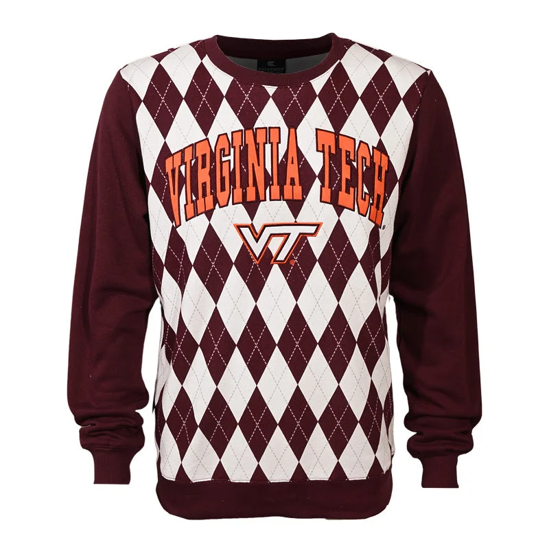 Virginia Tech The Dealio Argyle Crew Sweatshirt